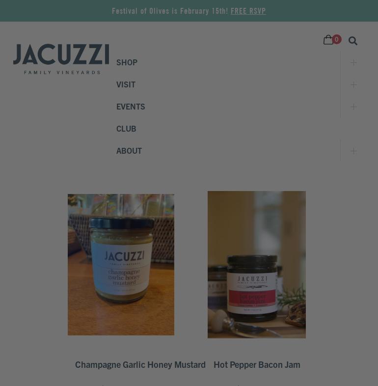 Jacuzzi Family Vineyards Menu