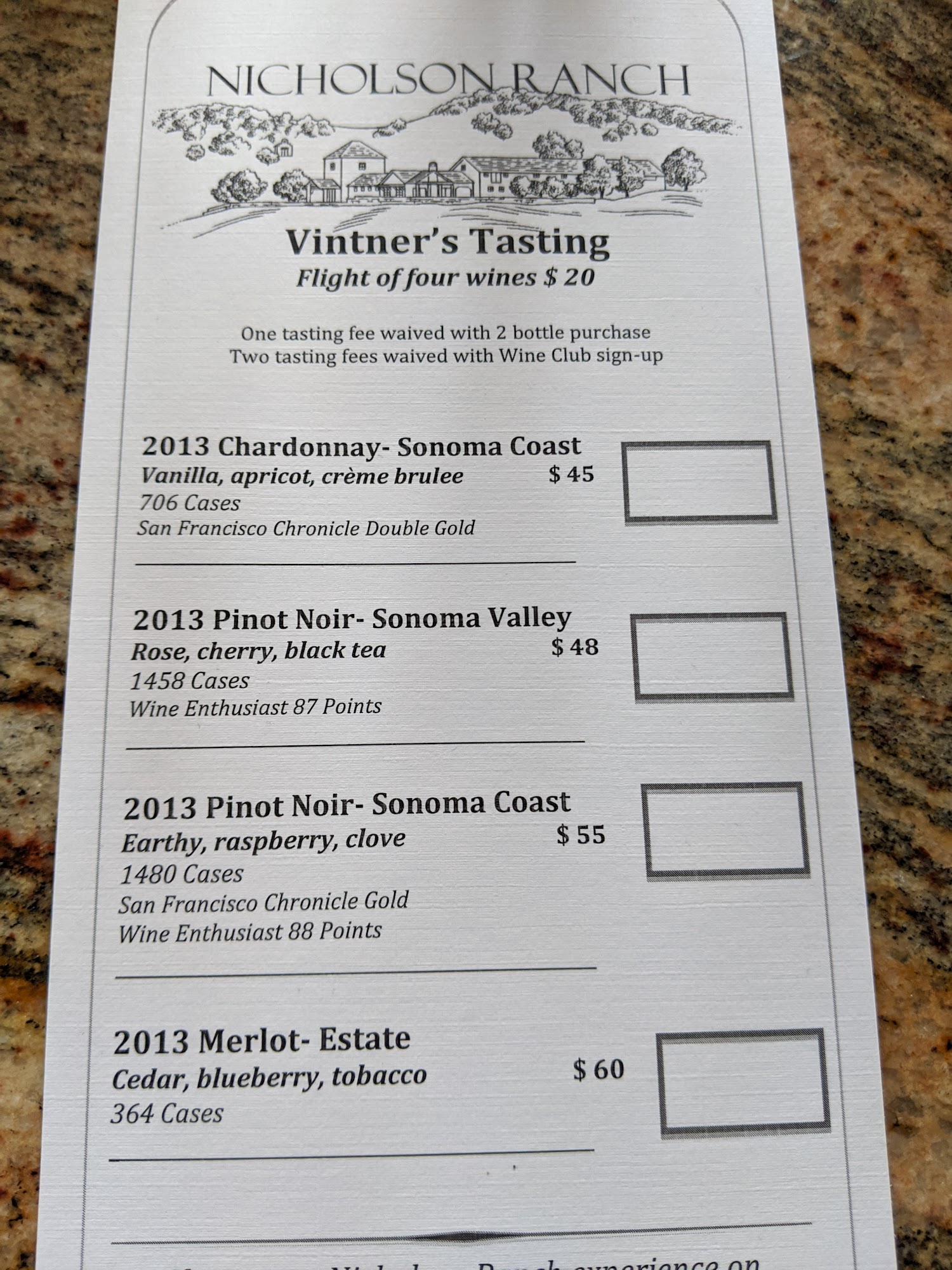 Nicholson Ranch LLC Menu