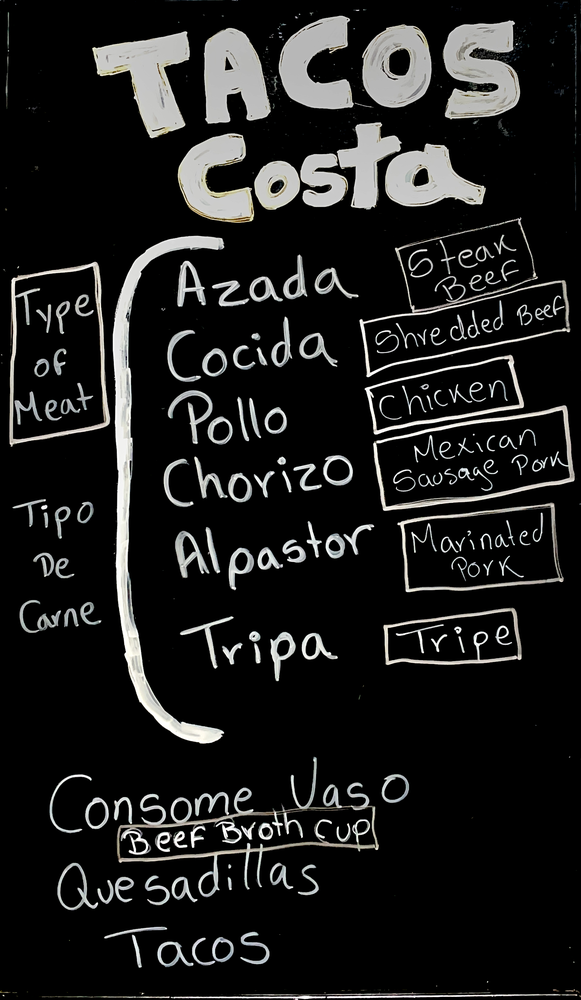 Tacos Costa Sonoma Menu