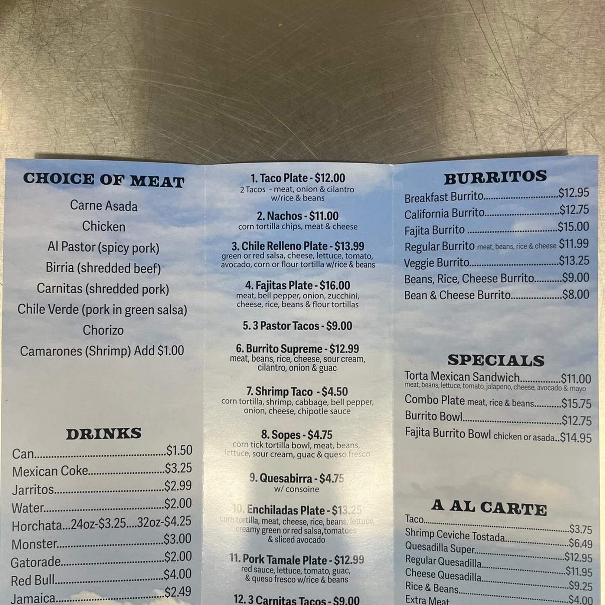 Taquería El Capitan Menu