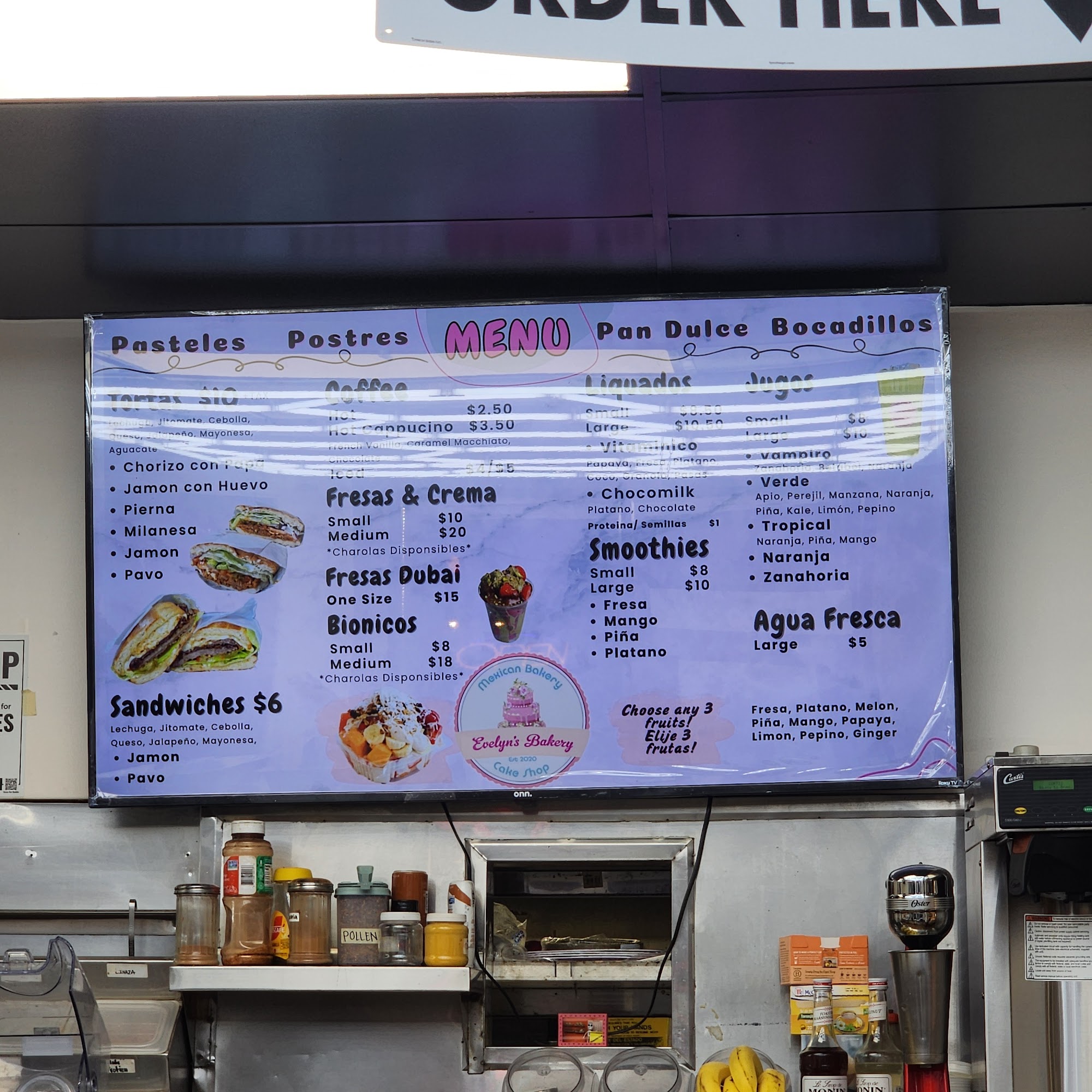 Evelyn's Bakery Menu