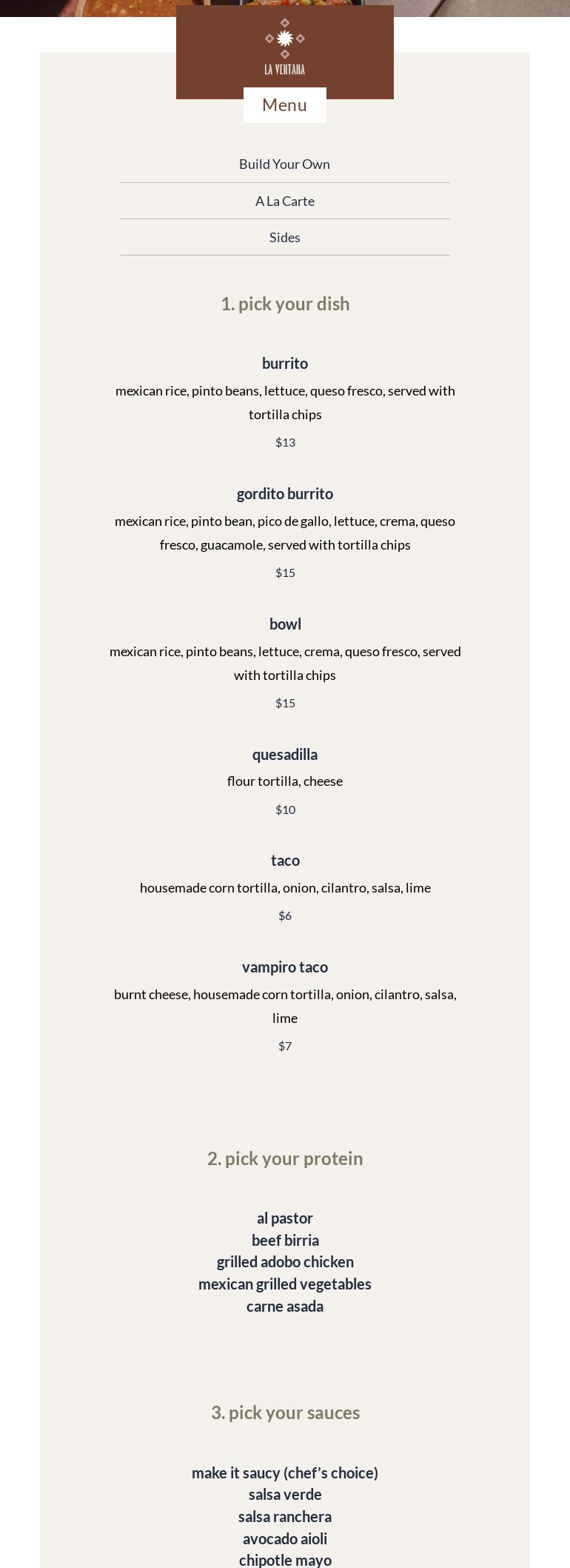 Peak Provisions Menu