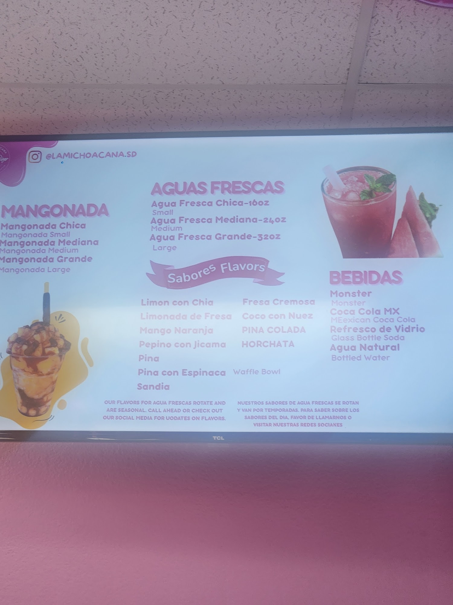 La Michoacana San Diego Menu