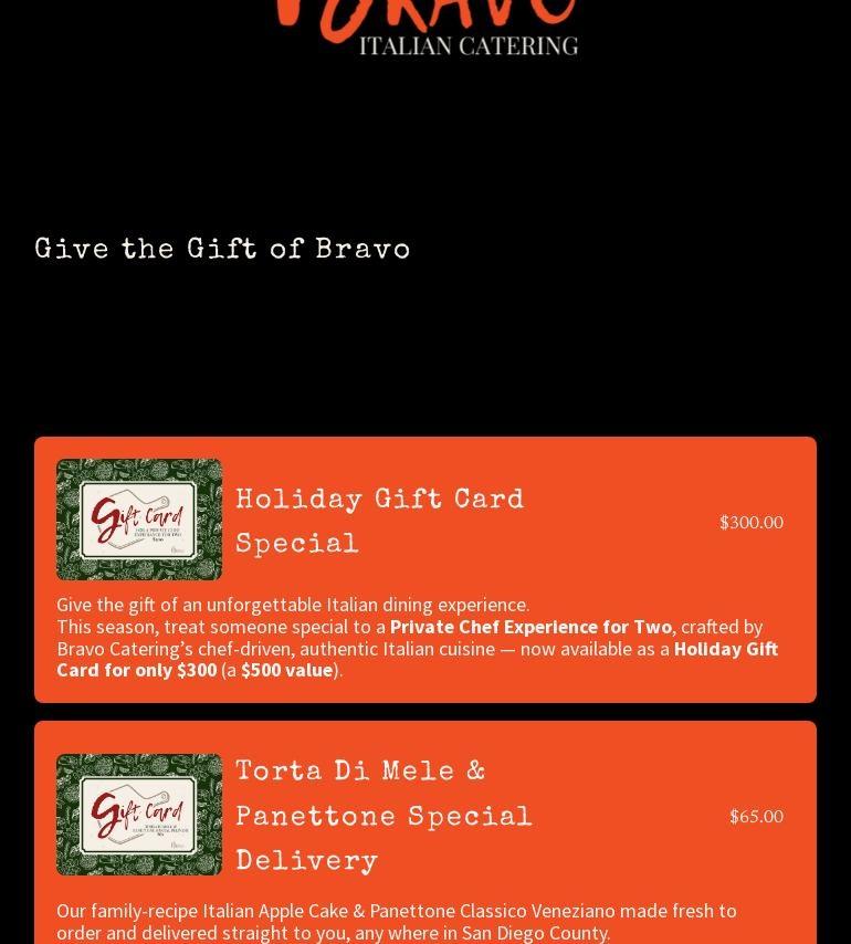 Bravo catering llc Menu