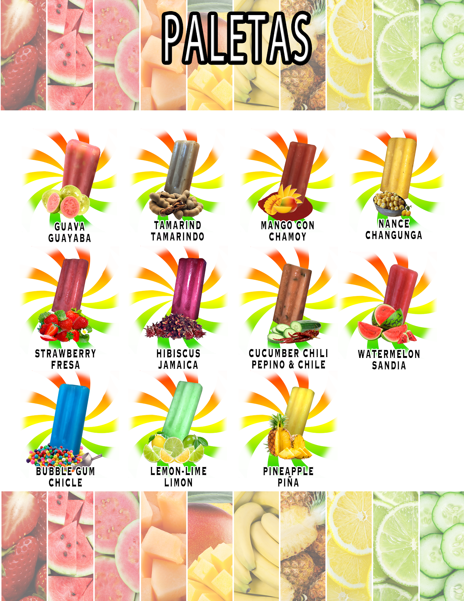 Helados Guadalajara Inc. Menu