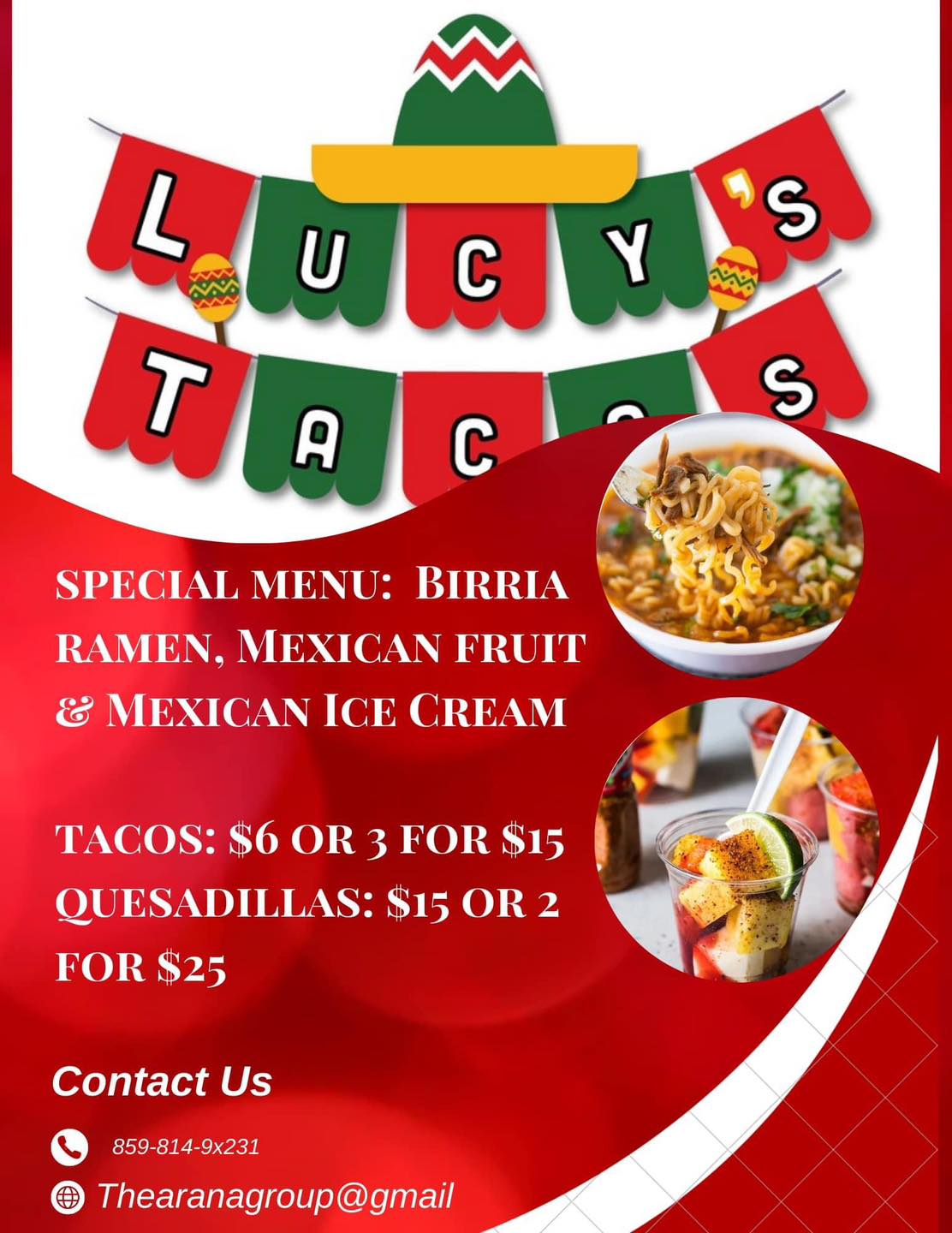 lucys Tacos Menu