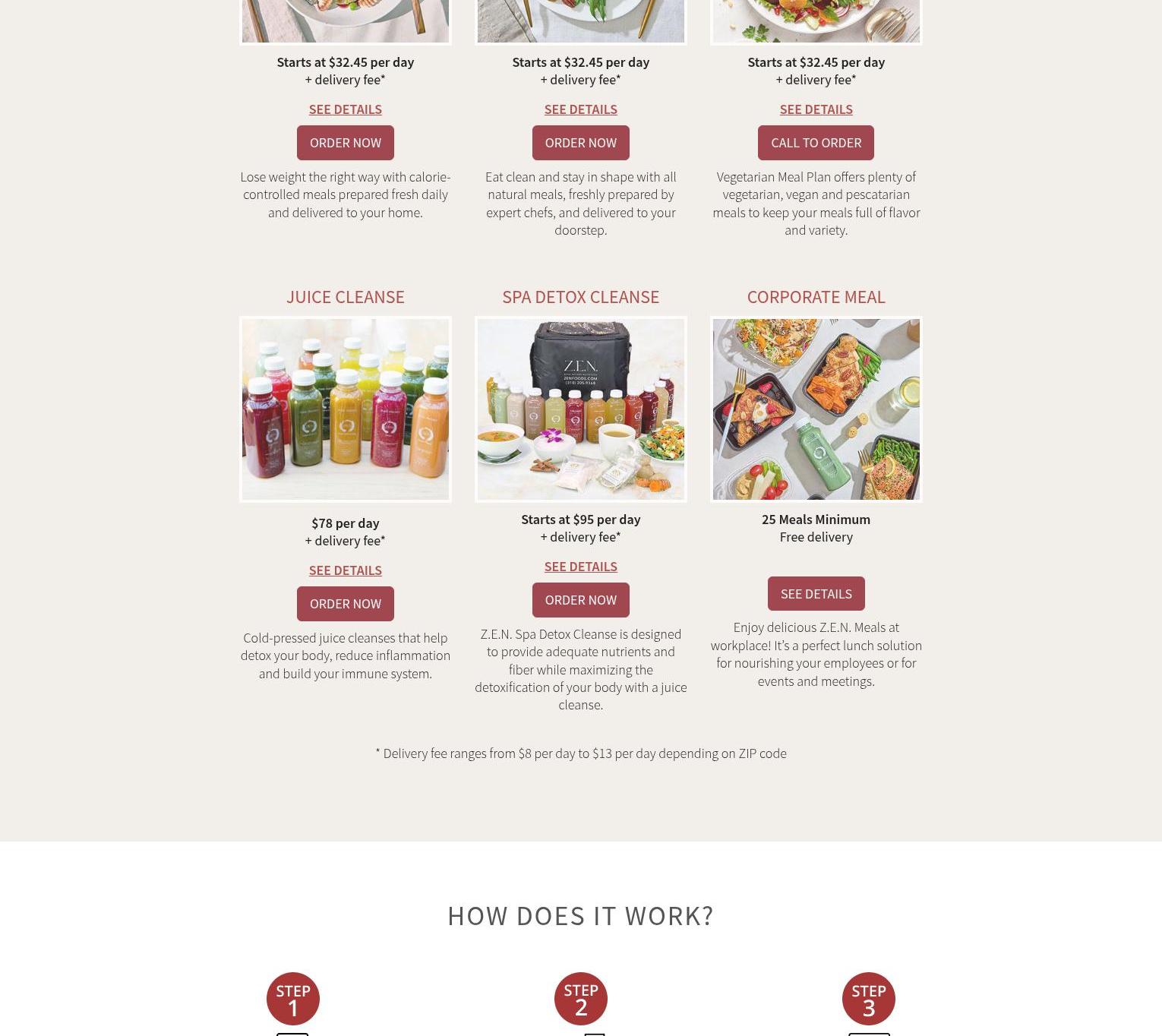 Z.E.N. Foods Menu