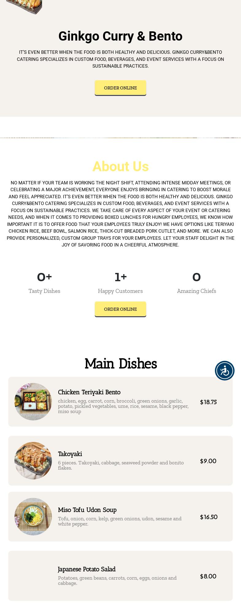 Ginkgo Curry & Bento Menu