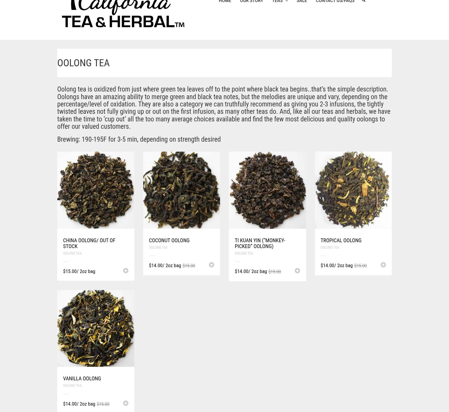 California Tea & Herbal Menu