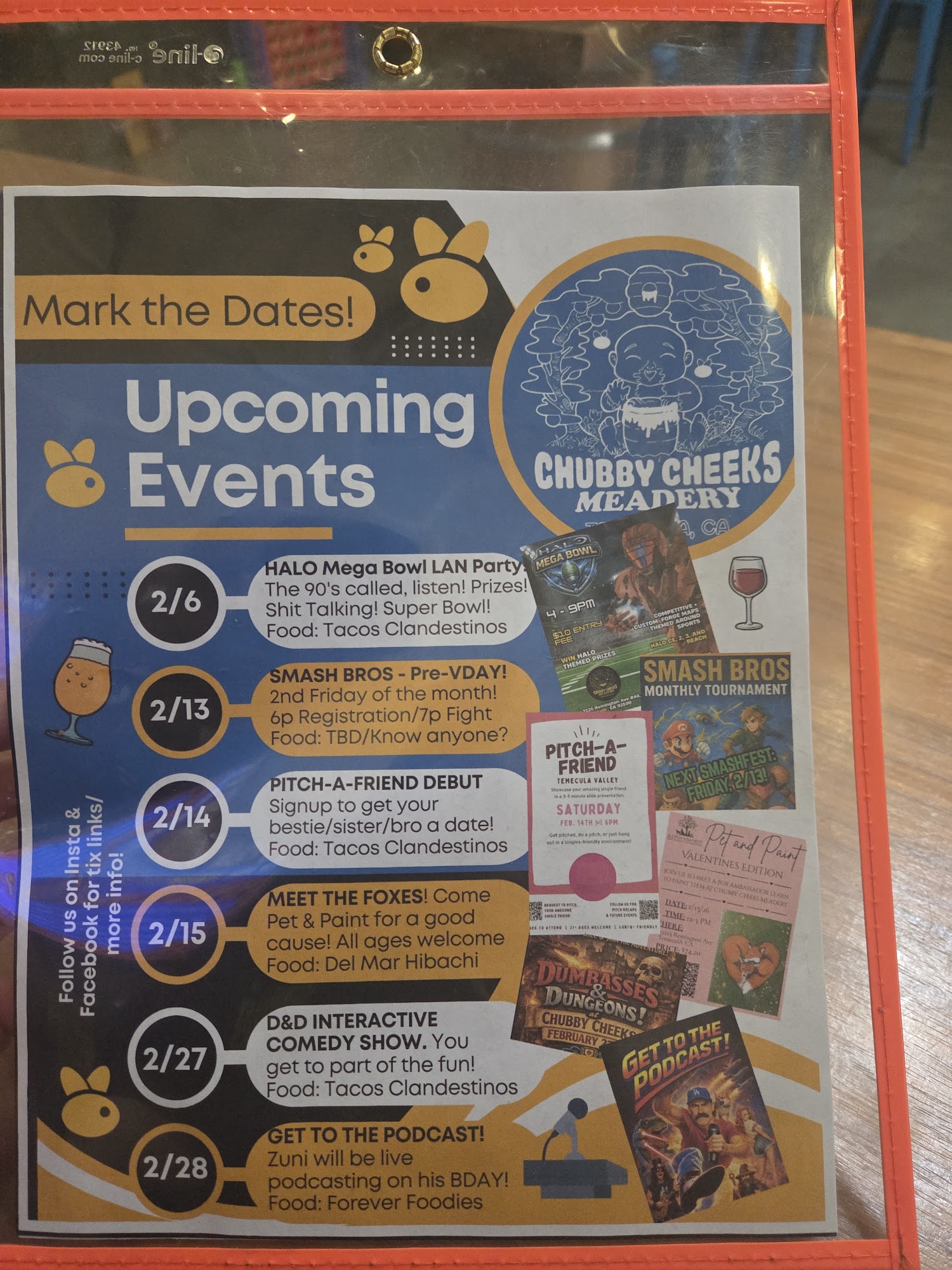 Chubby Cheeks Meadery Menu