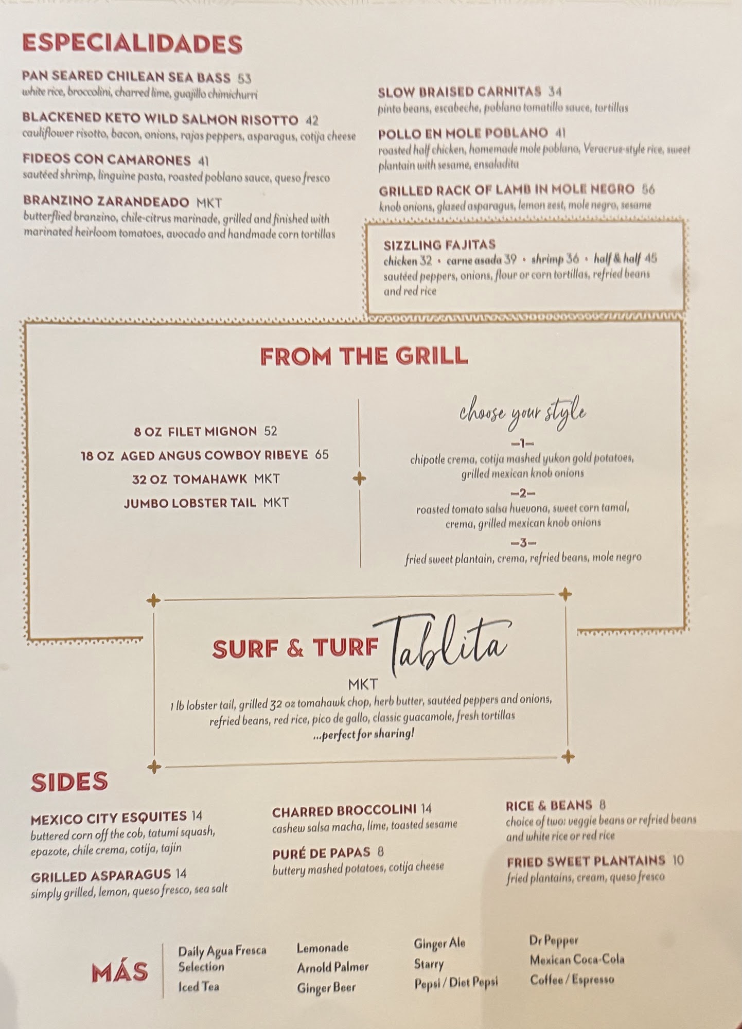 RED O Taste of Mexico Menu