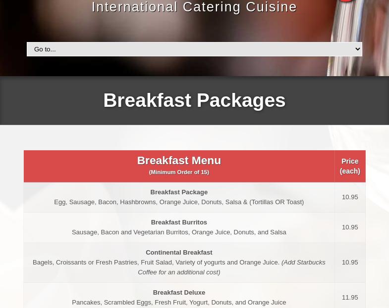 Lalo's Catering Company Menu