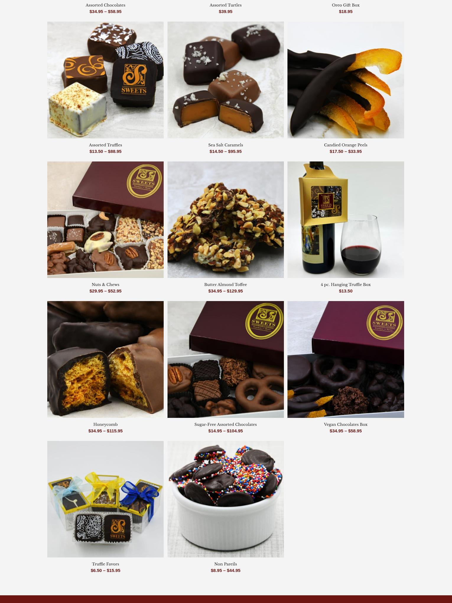 Sweets Handmade Candies Menu