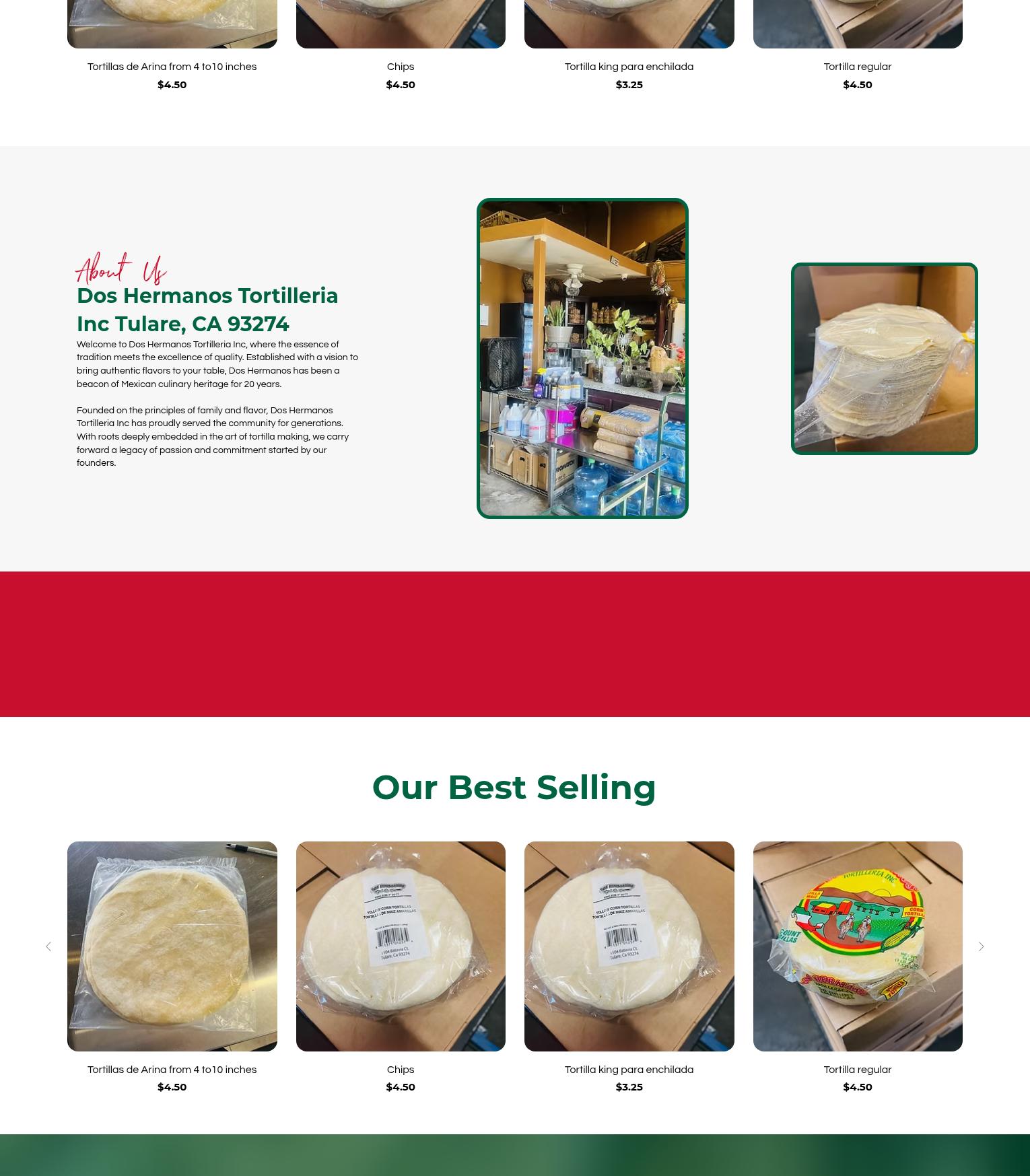 Dos Hermanos Tortilleria Inc. Menu