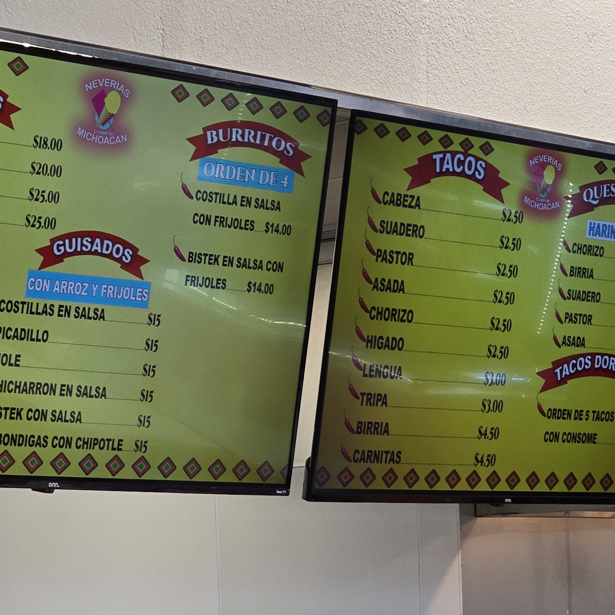 NEVERIAS EL SABOR DE MICHOACAN Menu