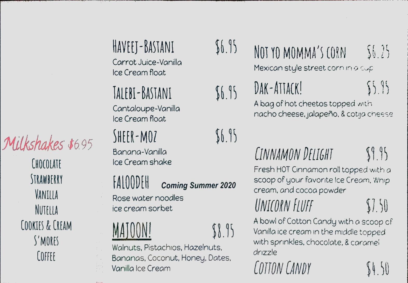 Brothers Bakery Menu