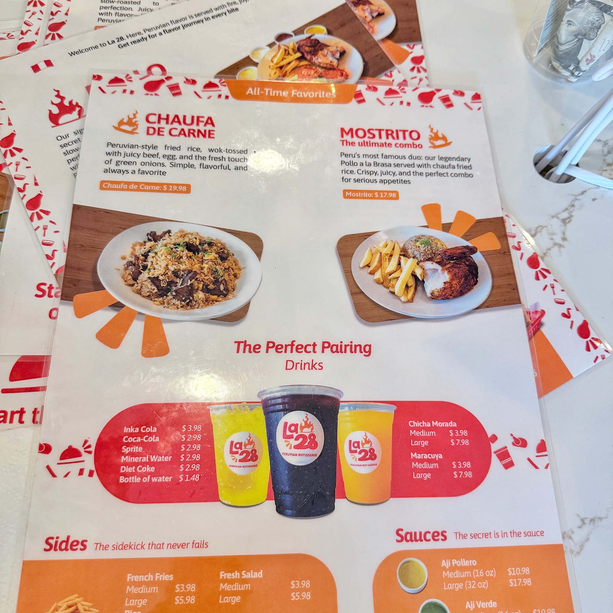LA 28 Peruvian Rotisserie Menu