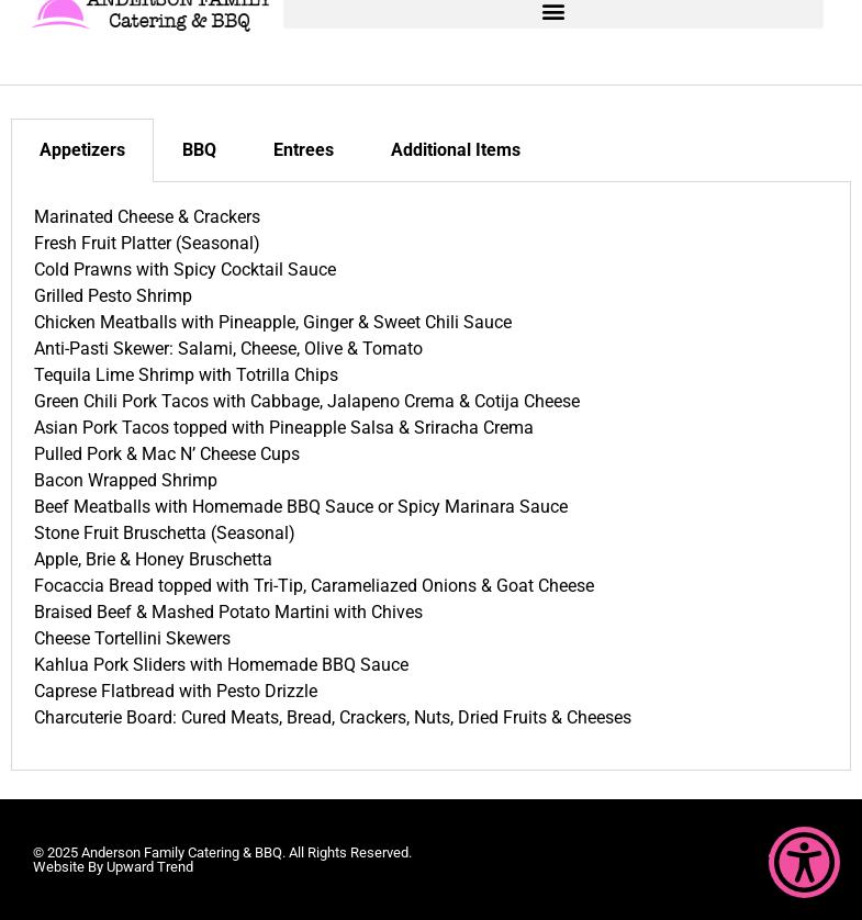 Anderson Family Catering Menu