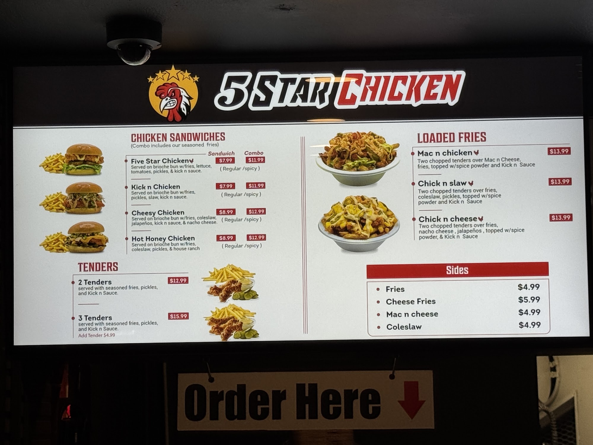 Five Star Chicken Menu