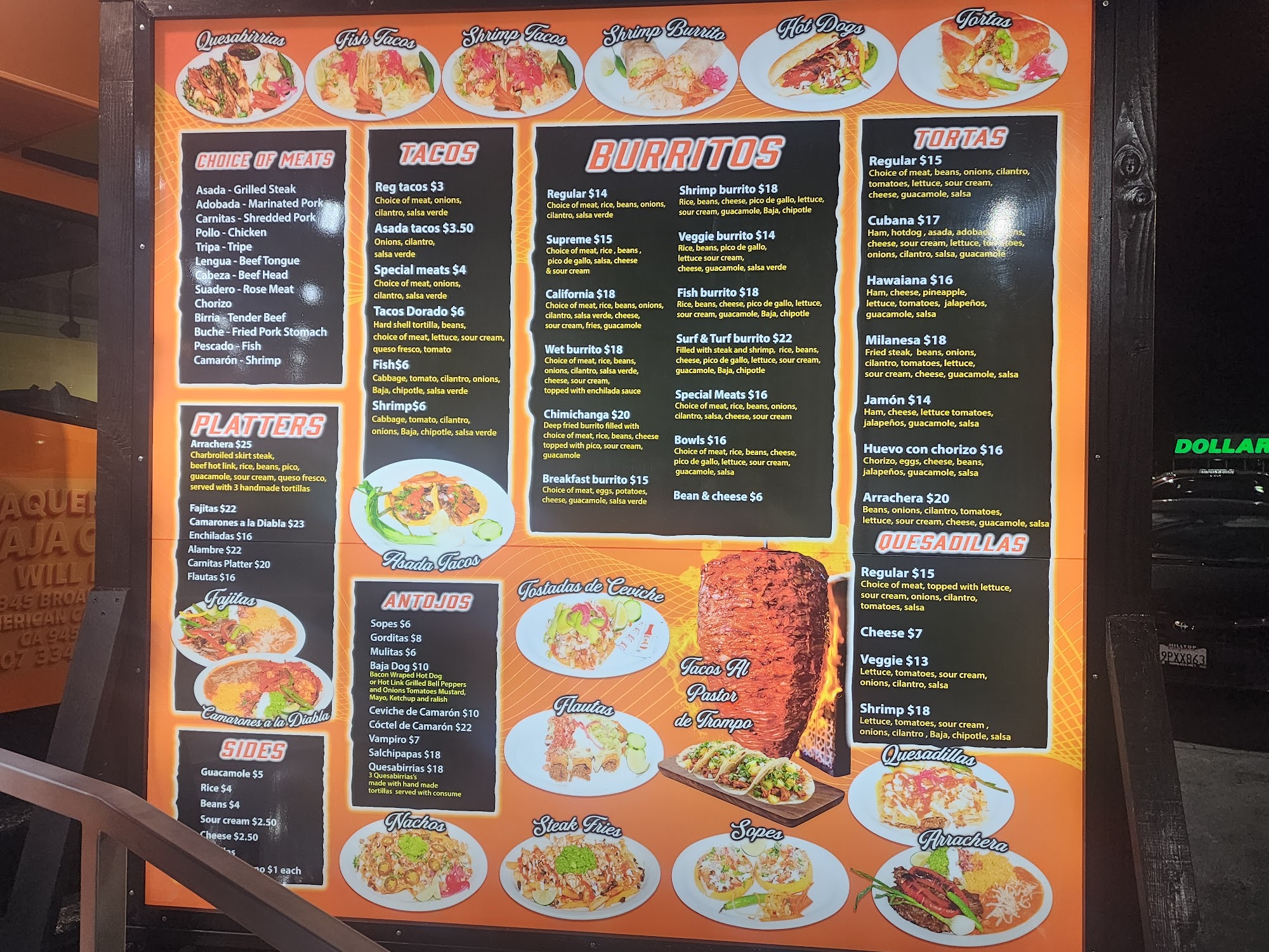 Tacos Baja Cali Menu