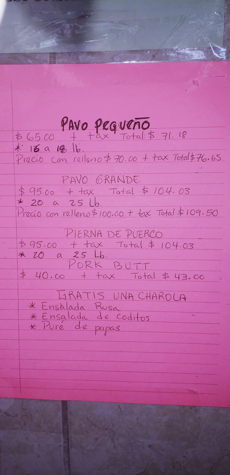 Las Americas Bakery Menu