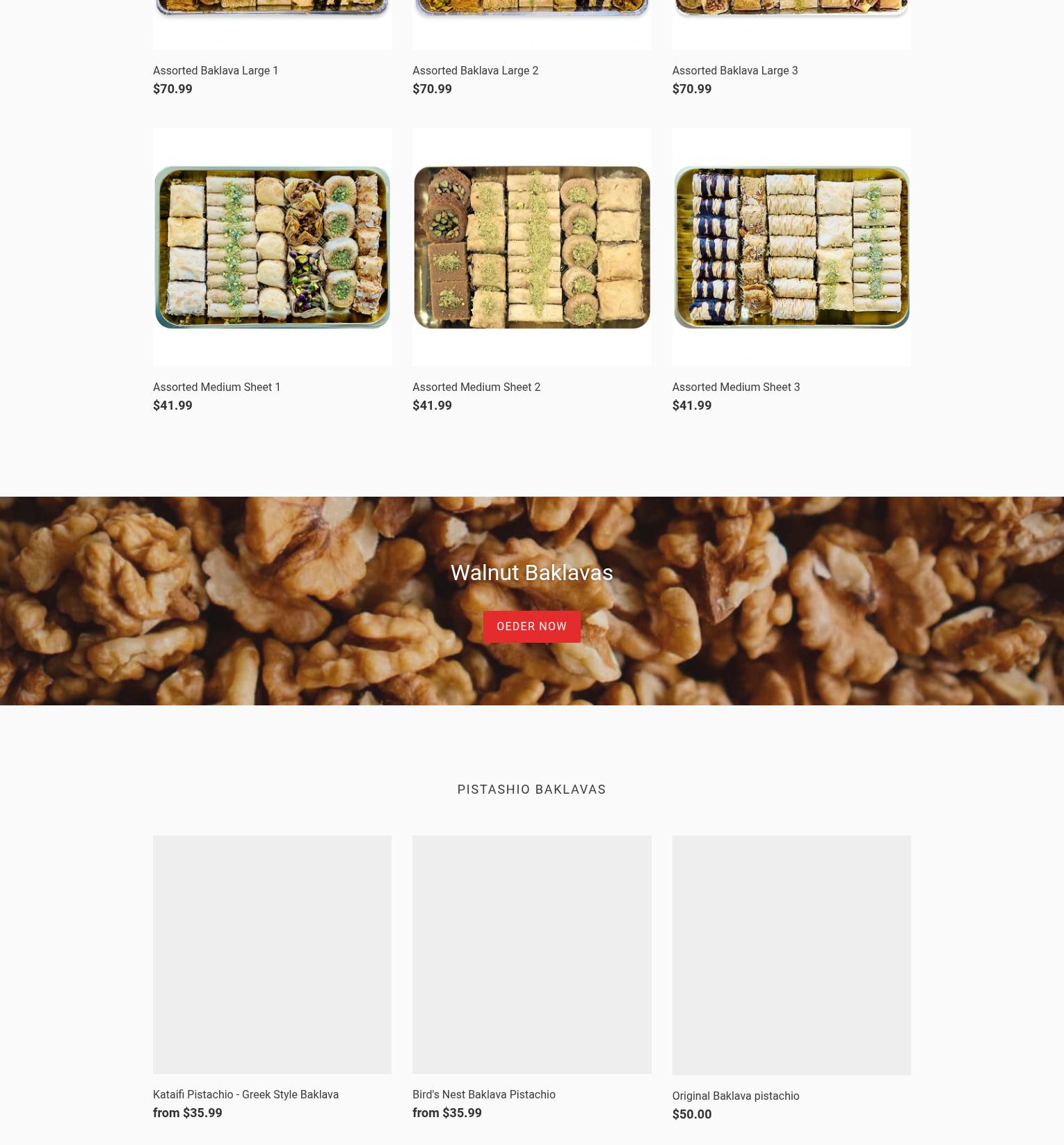 Baklava Factory Menu