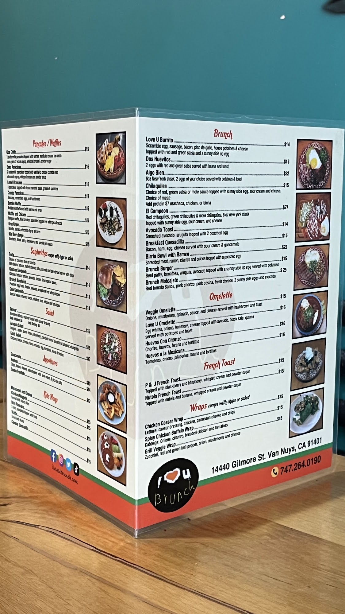 I Love U Brunch Menu