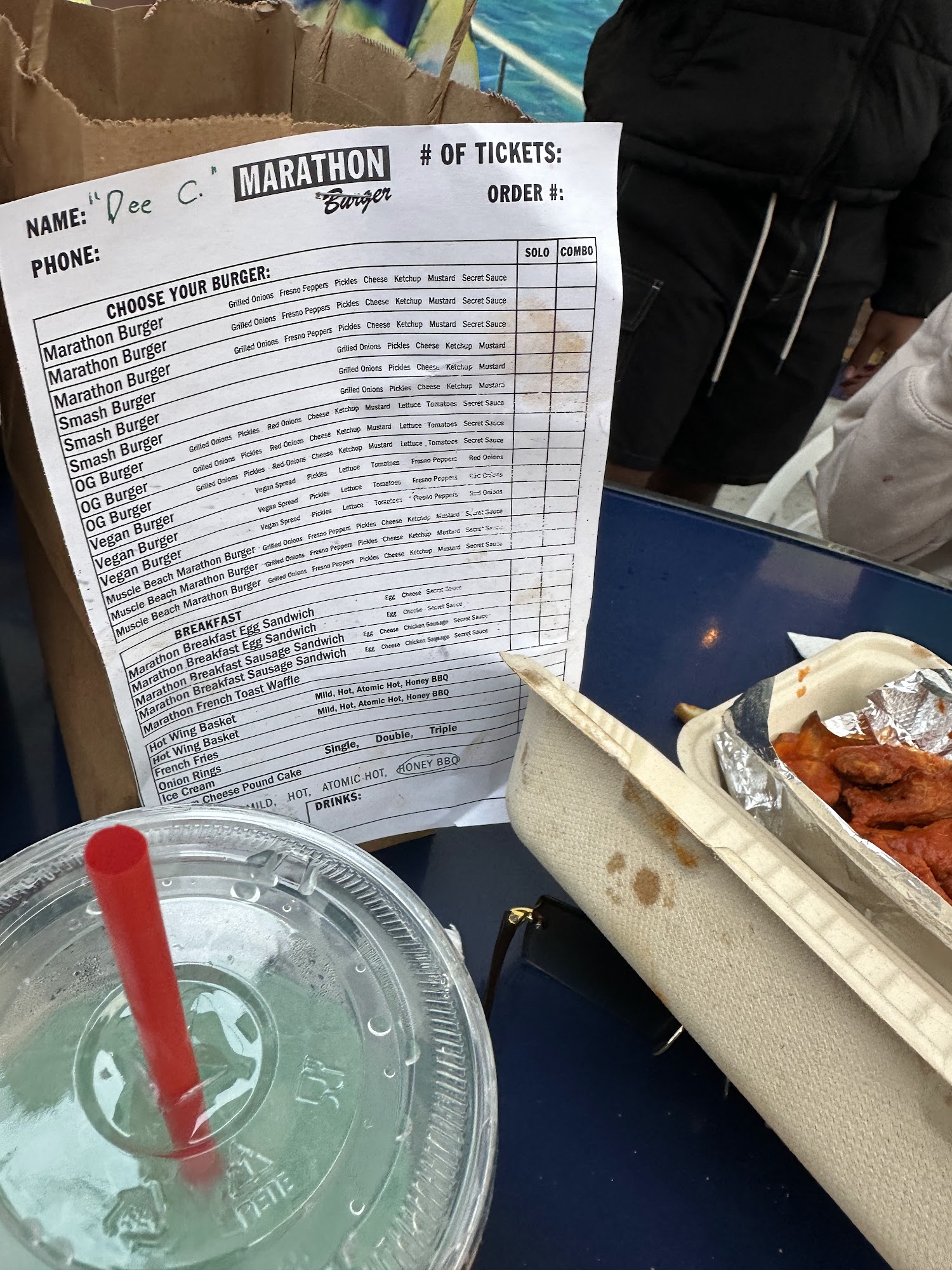 Marathon Burger Menu