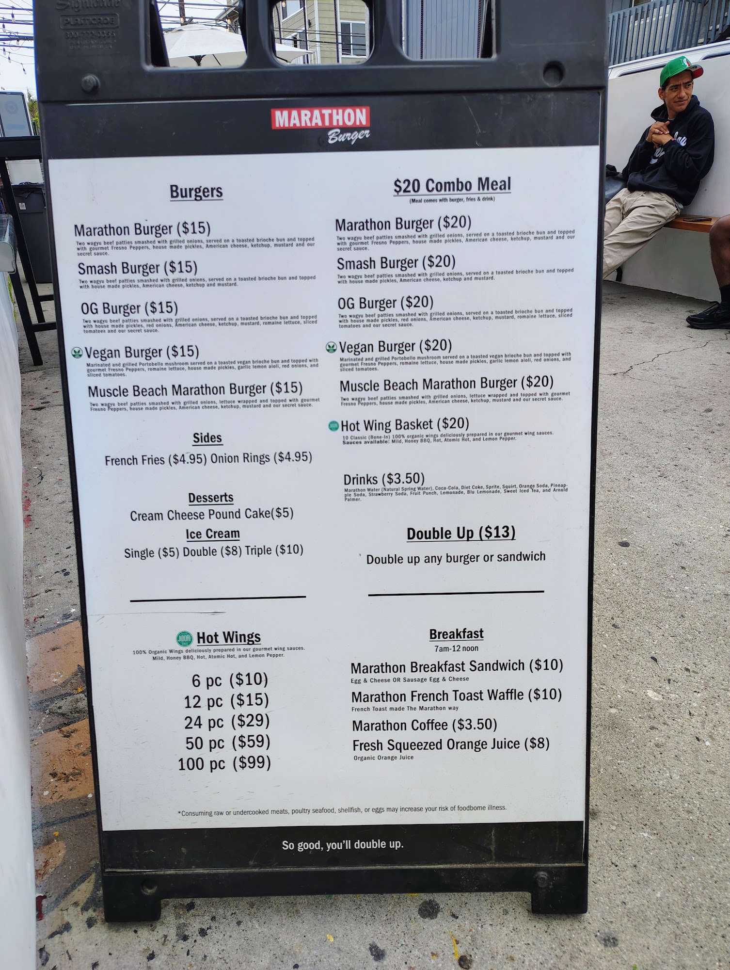 Marathon Burger Menu