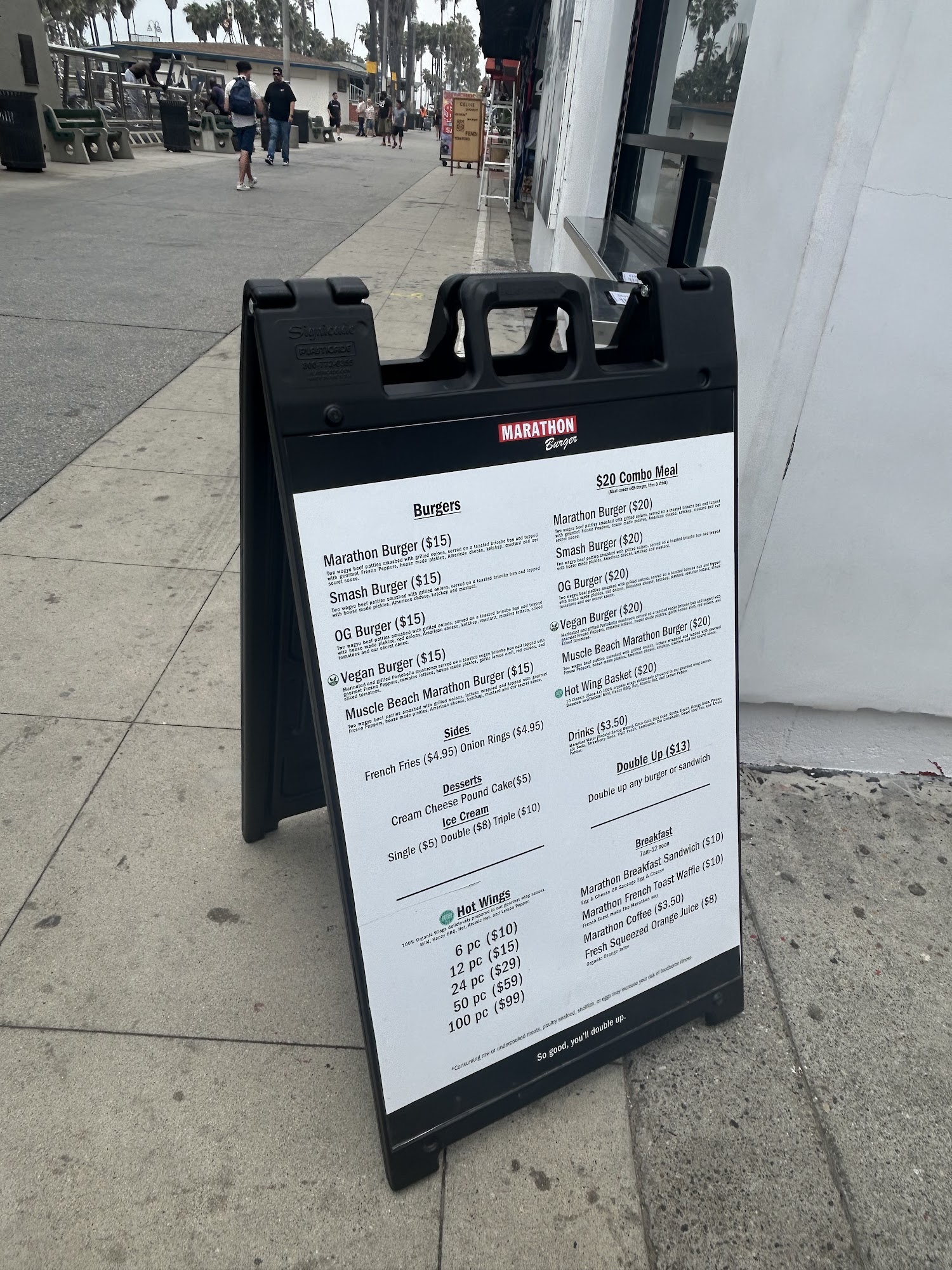 Marathon Burger Menu