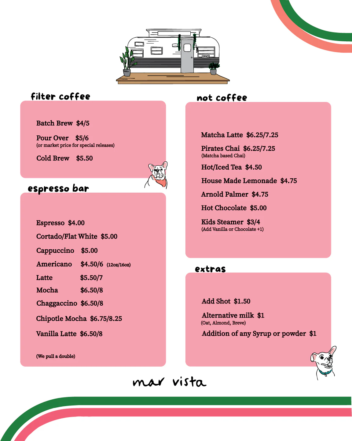 Alana's Coffee Roasters Menu