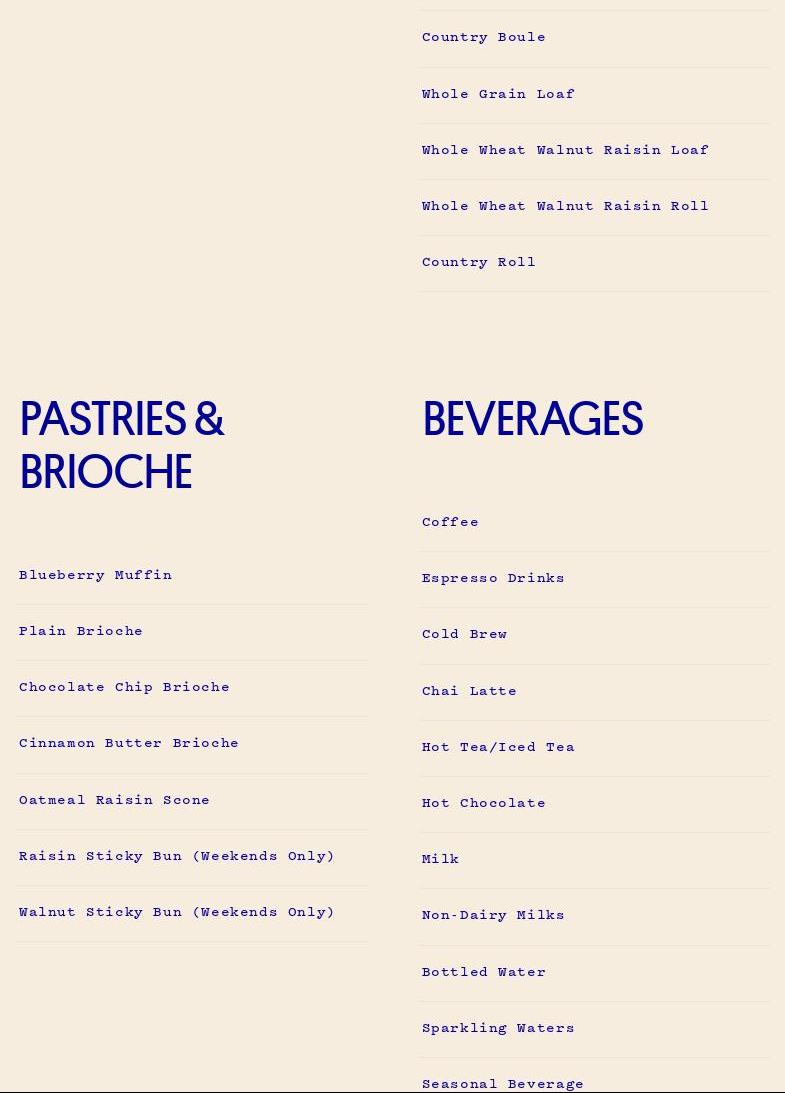 Levain Bakery Menu