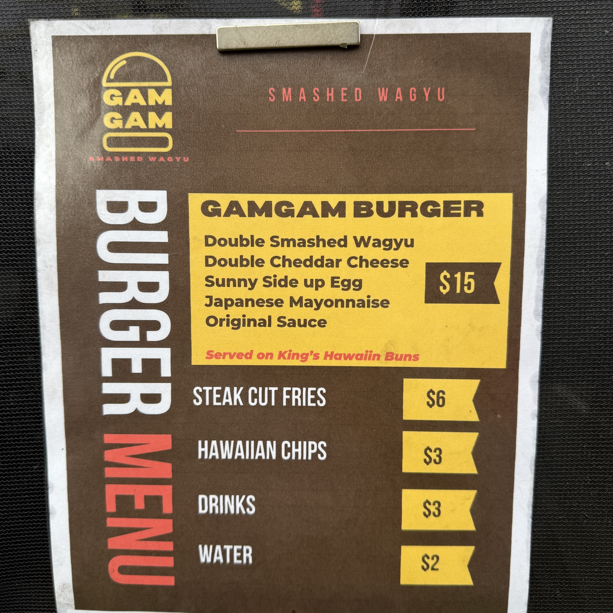 GaMGaM Burger Menu