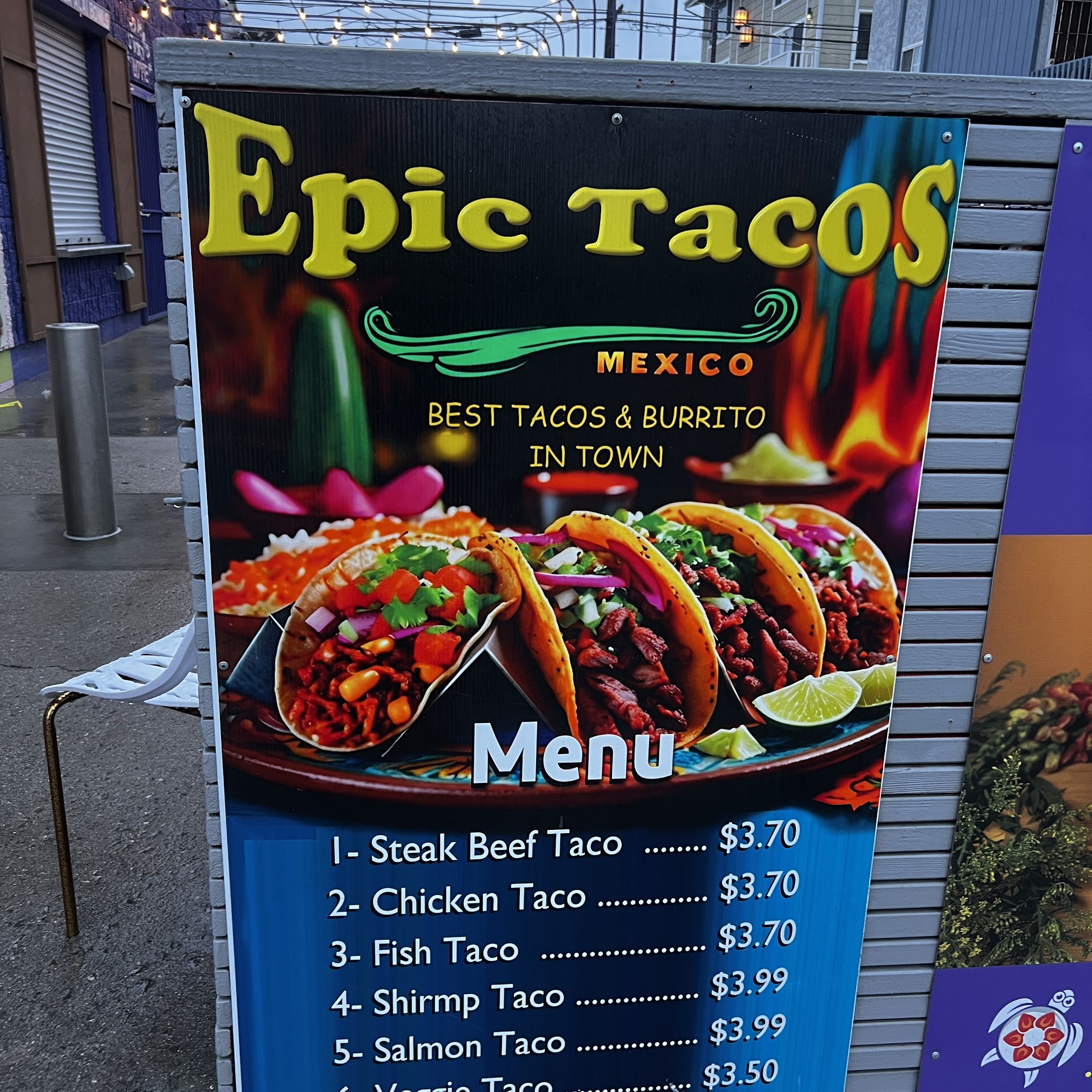 Epic Taco Menu