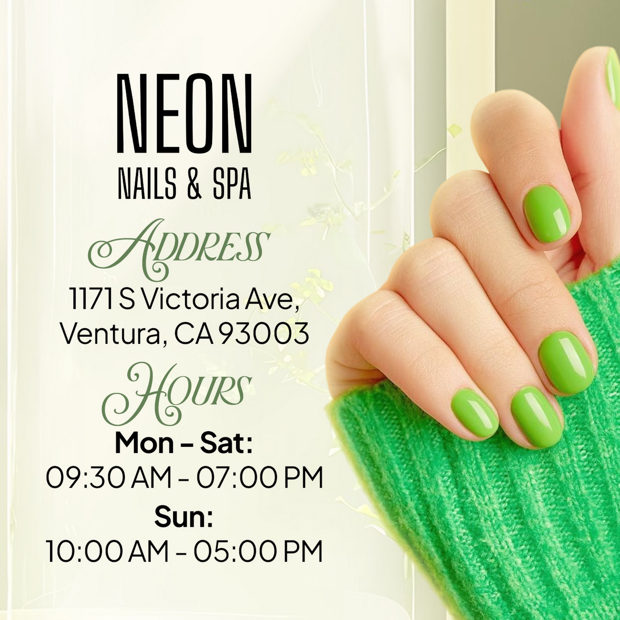 Neon Nails & Spa 1171 S Victoria Ave, Ventura California 93003