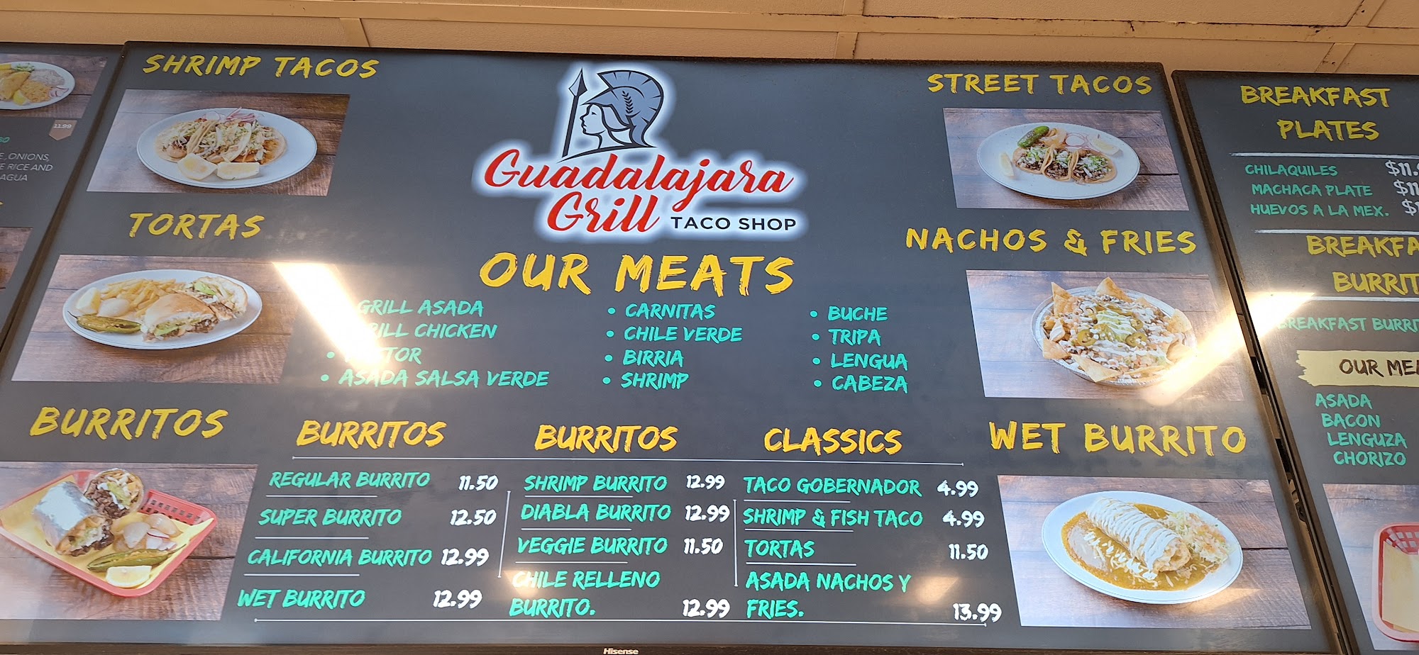 Guadalajara Grill Taco Shop Menu