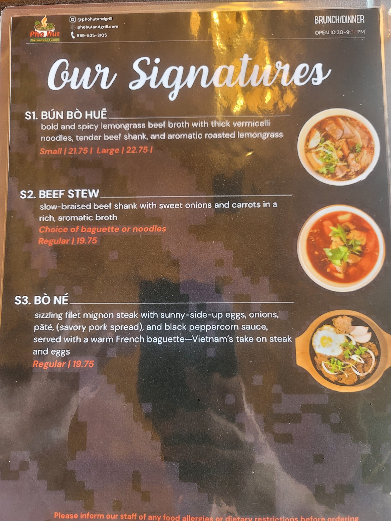 Pho Hut Vietnamese Fusion Menu
