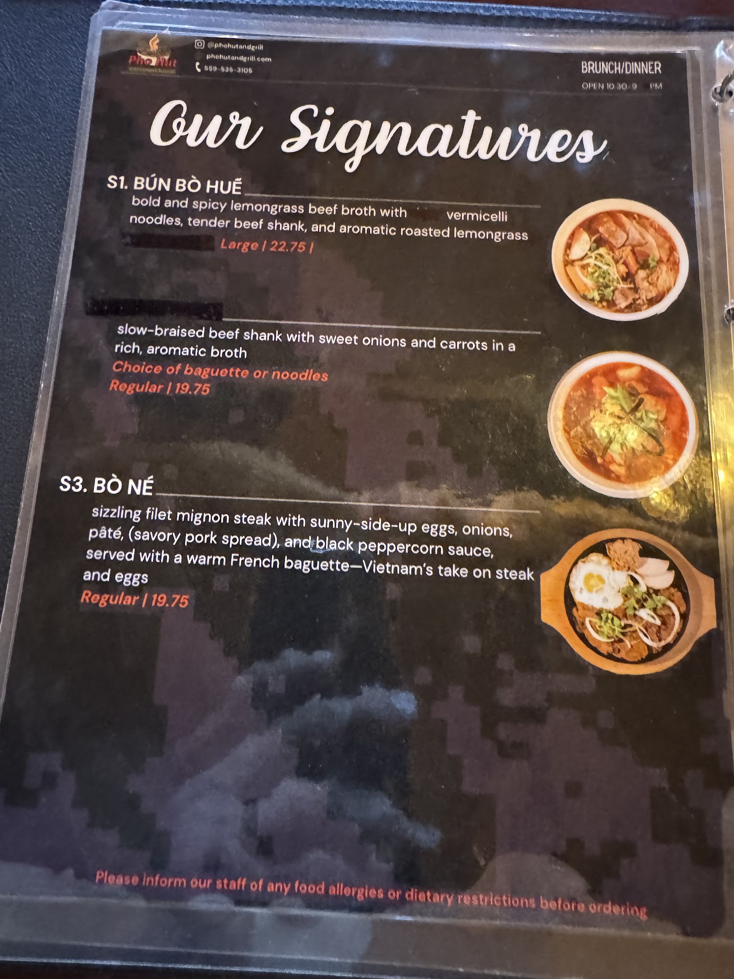 Pho Hut Vietnamese Fusion Menu