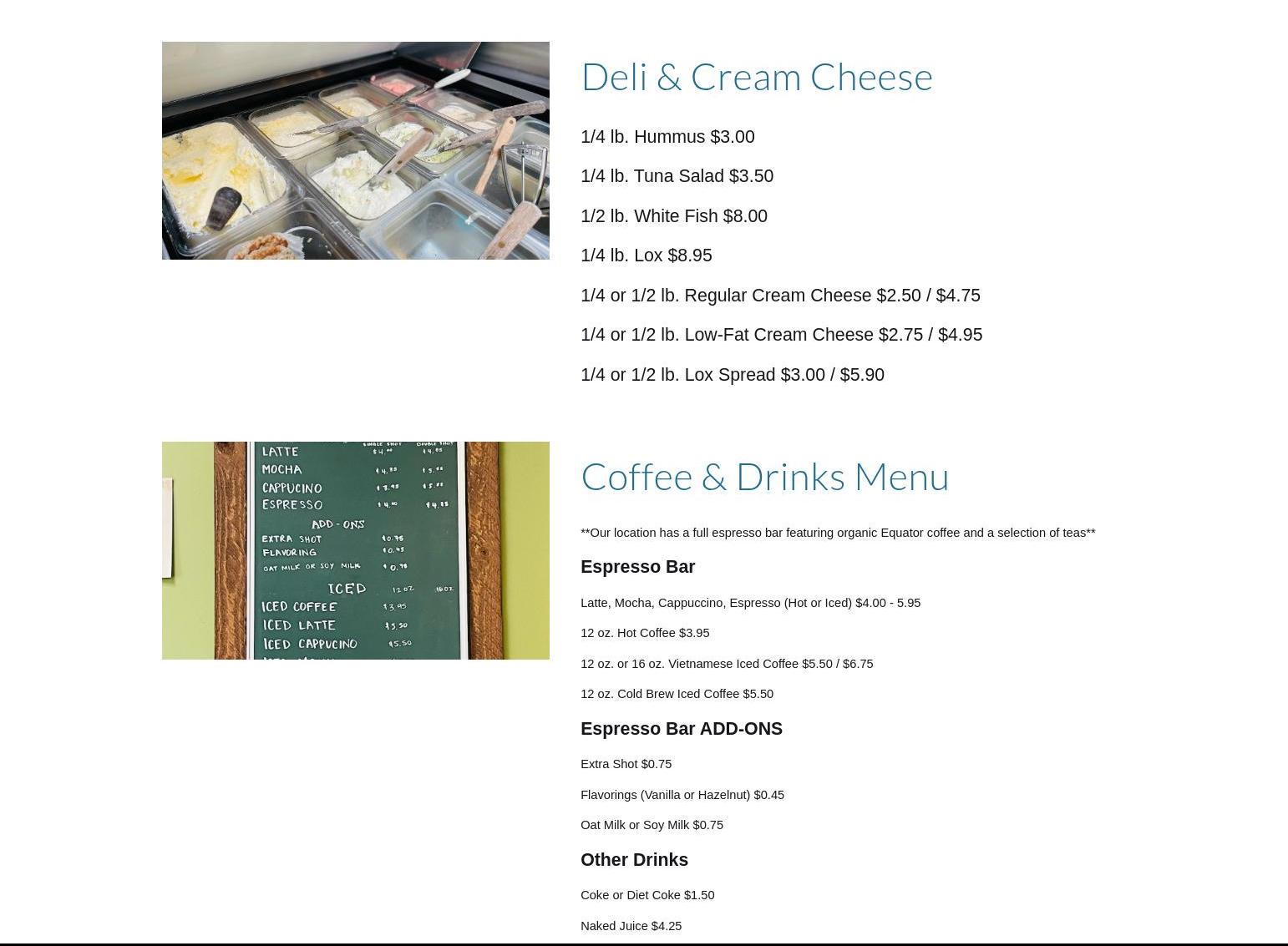 House of Bagels Menu