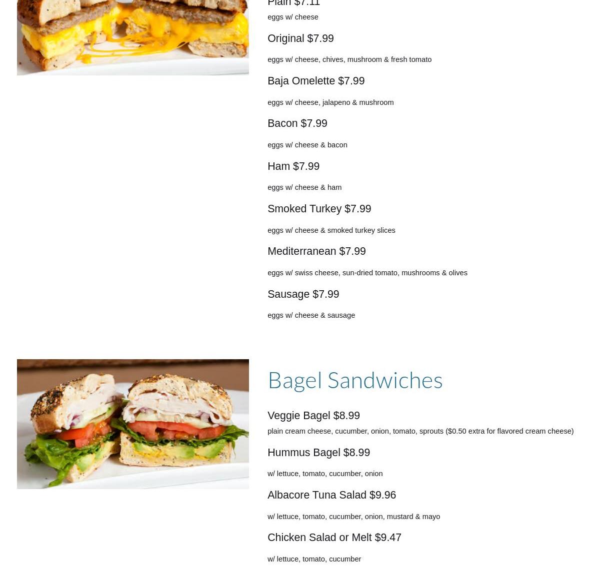 House of Bagels Menu