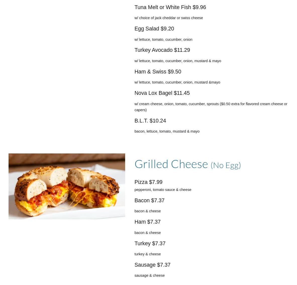 House of Bagels Menu