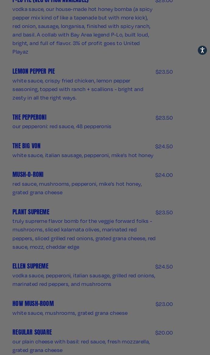 Square Pie Guys Menu