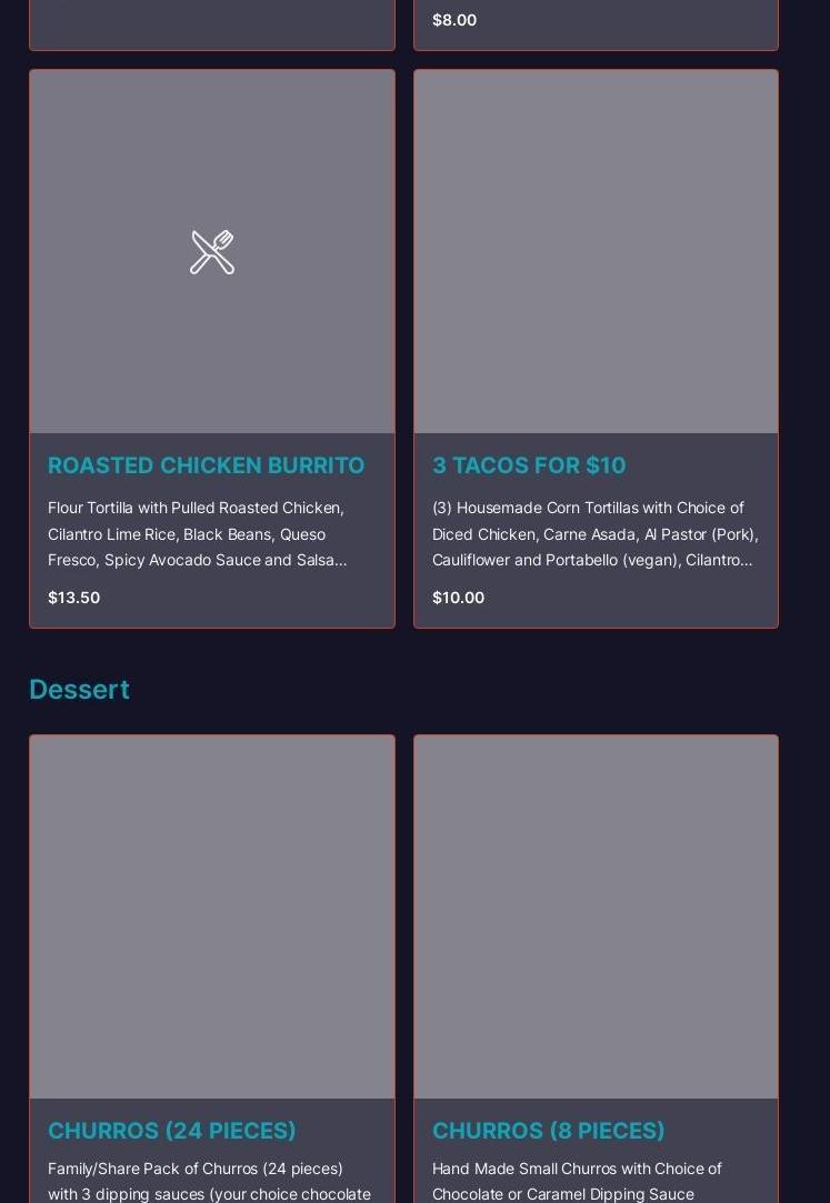 Juanito's Tacos y Churros Menu