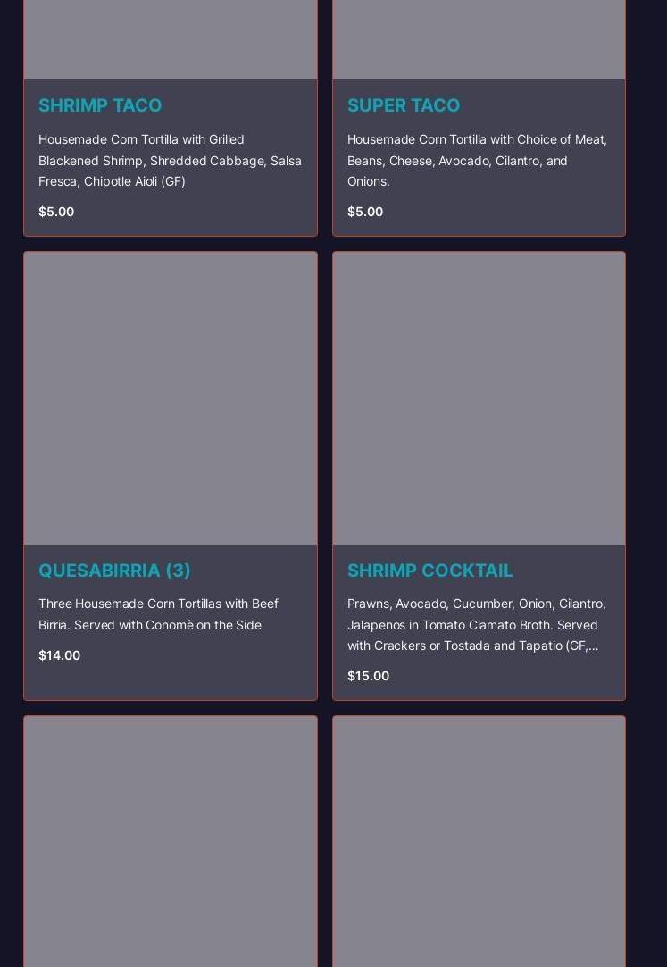 Juanito's Tacos y Churros Menu