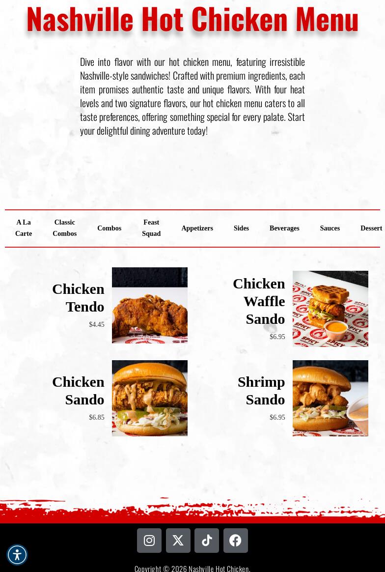 Nashville Hot Chicken Menu