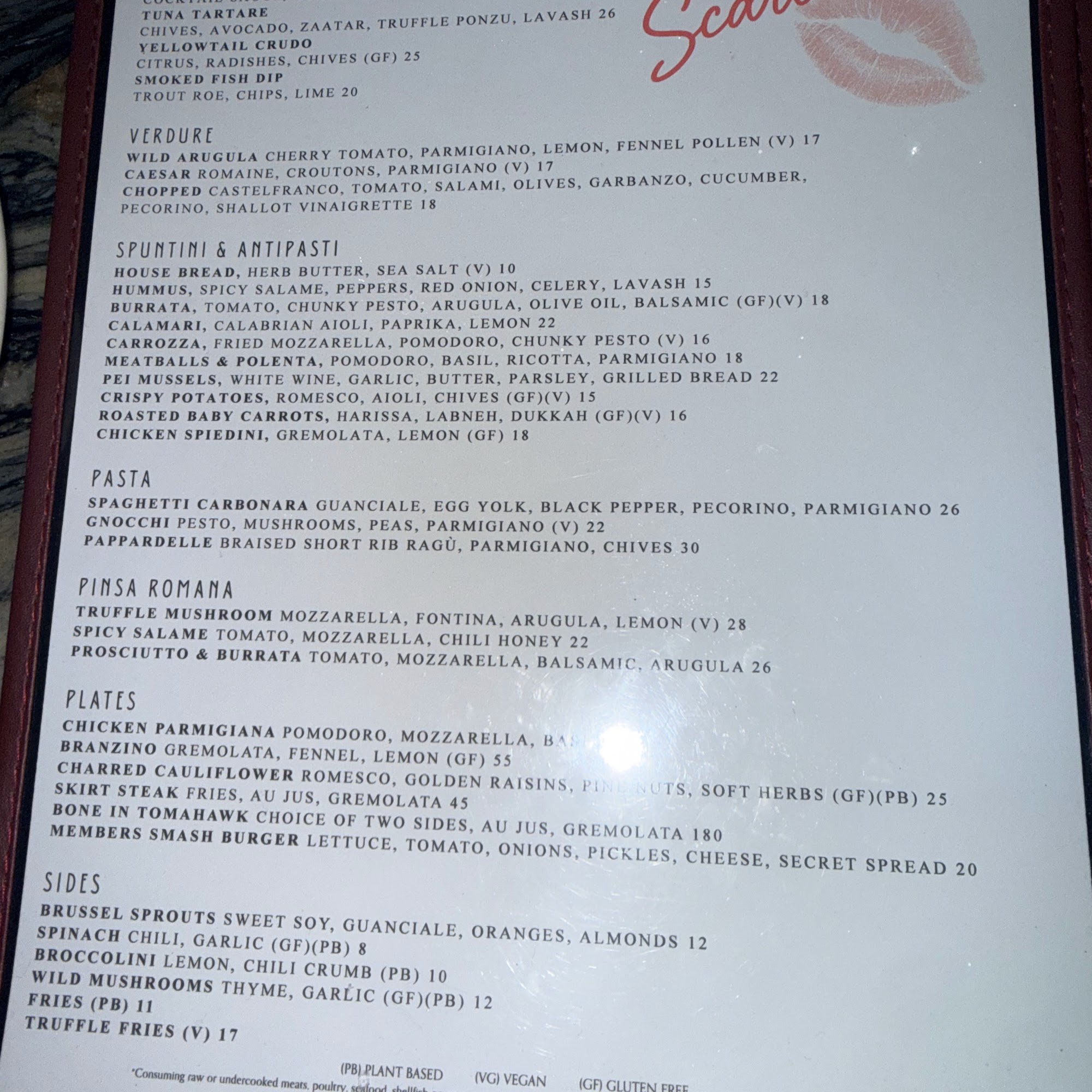 Scarlett Menu