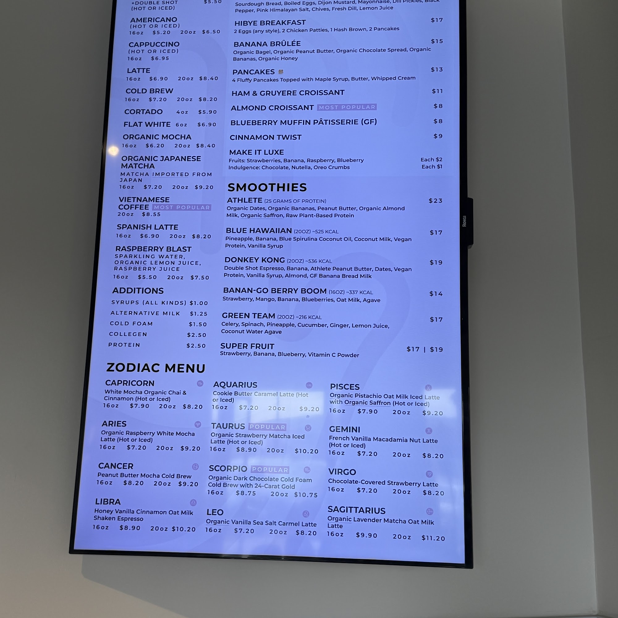 HIBYE COFFEE Menu