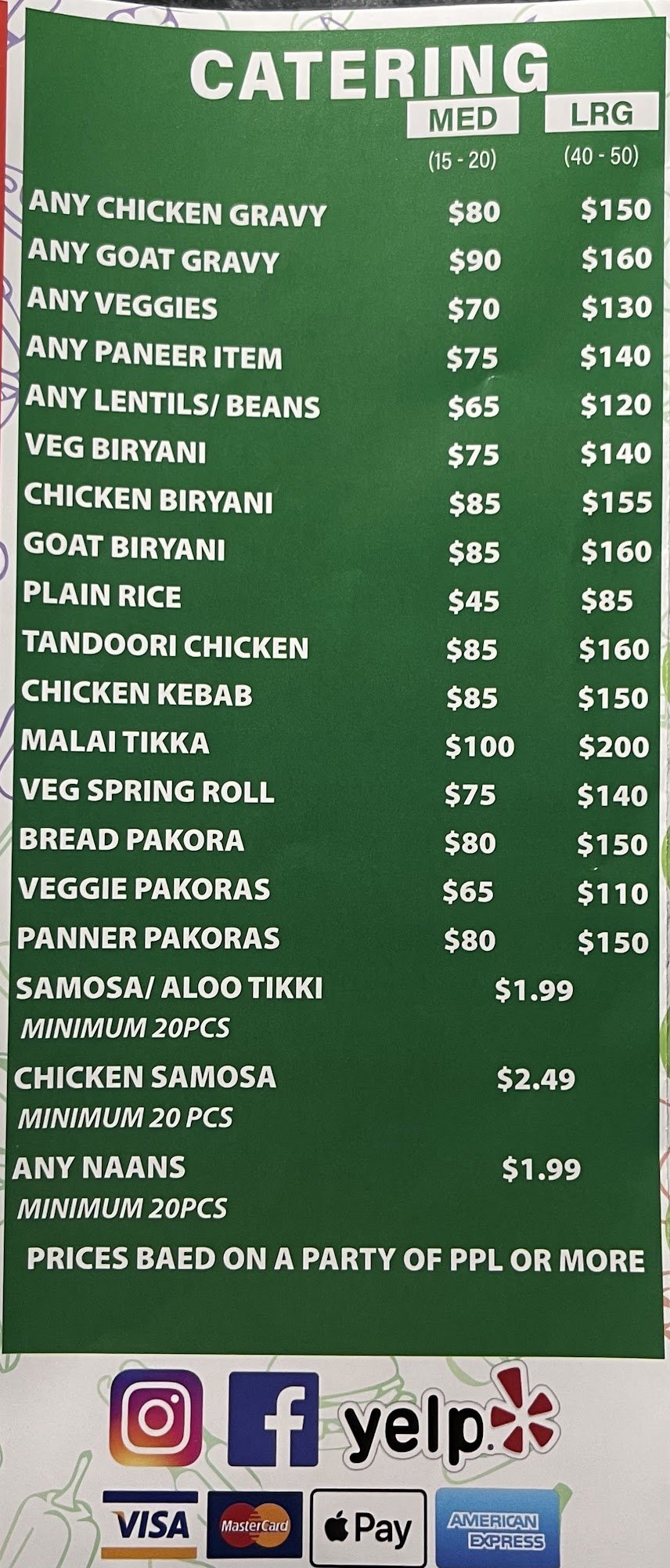 Curry Hut Menu