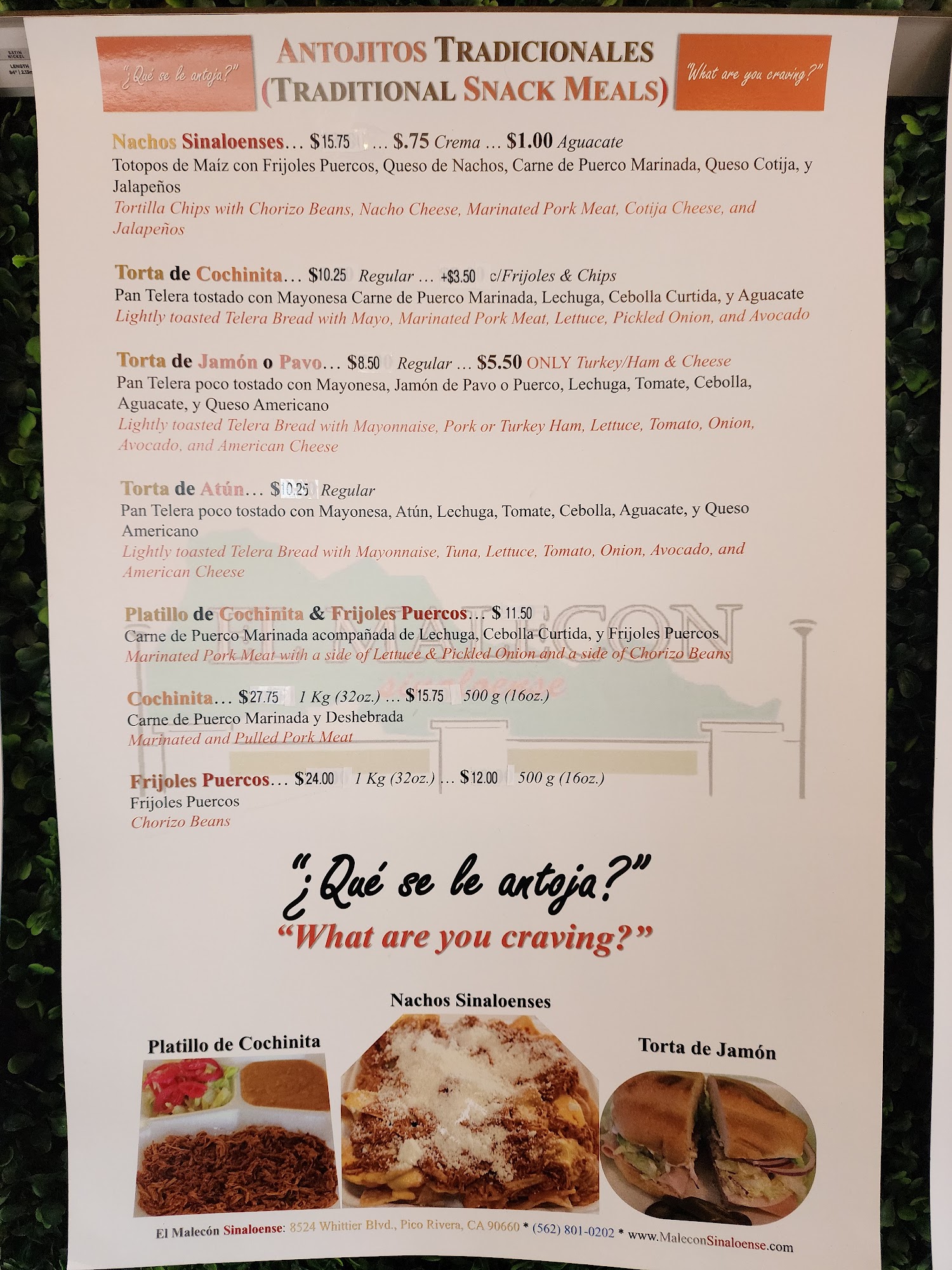 La Botaneria Fruits & Juices Whittier Menu