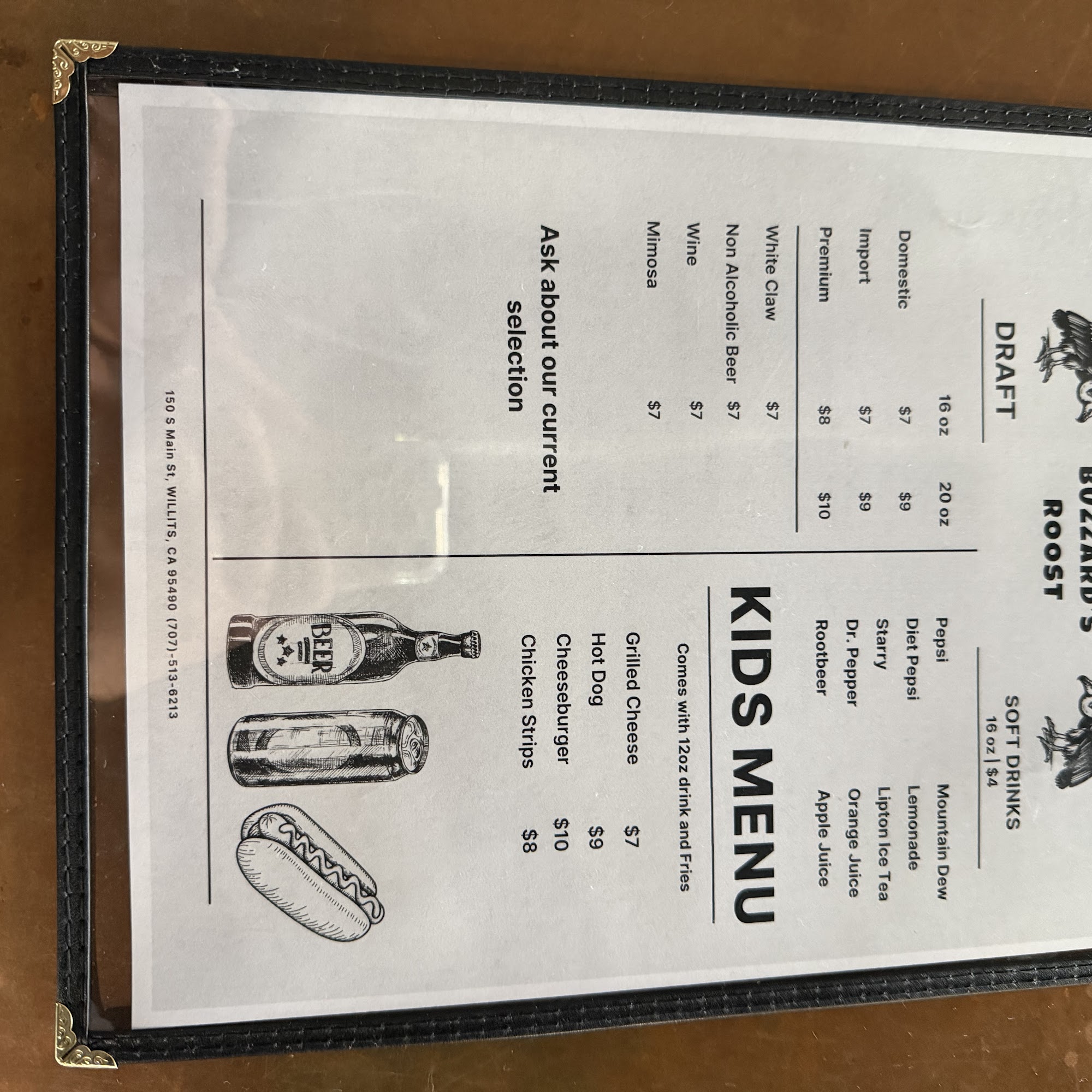 The Buzzard’s Roost Menu